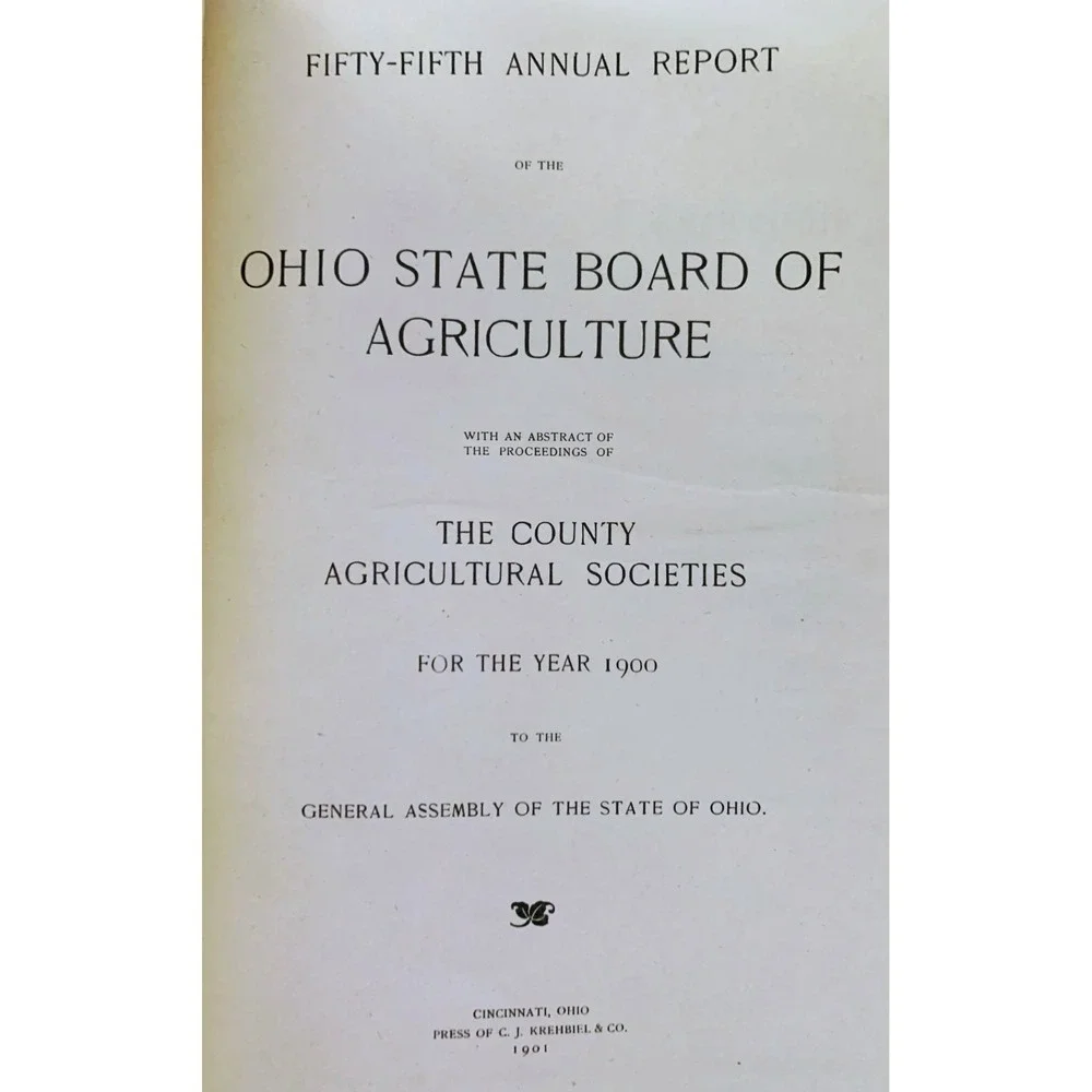OHIO 1900 Antique Book Annual Report Ohio State Board of Agriculture / Livestock